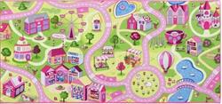Børnetæppe Girls til Piger med lyserød by i 140 x 200 cm